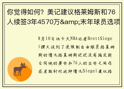 你觉得如何？美记建议格莱姆斯和76人续签3年4570万&末年球员选项